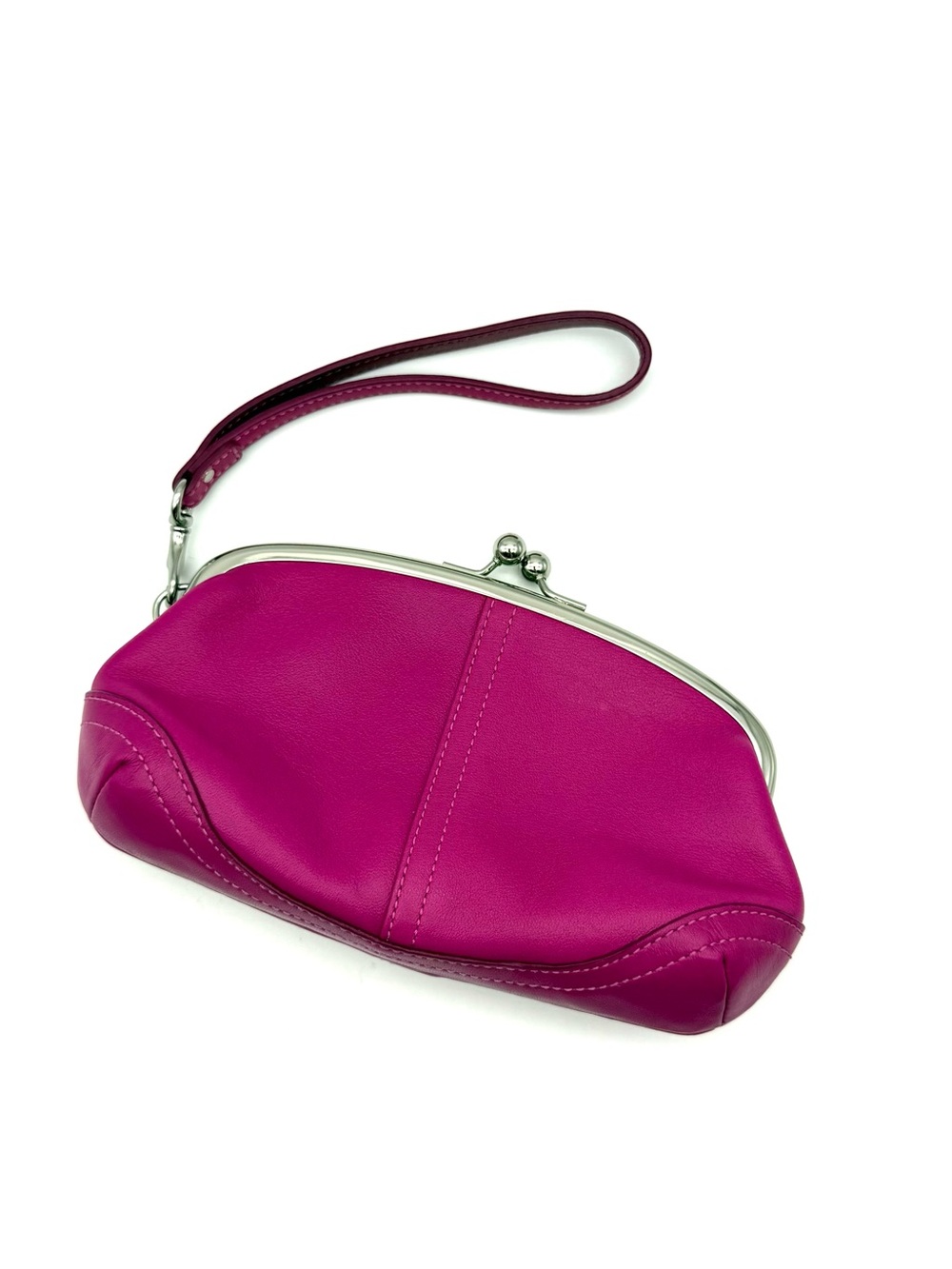 Coach Soho Leather Framed Kisslock Wristlet Hot Pink